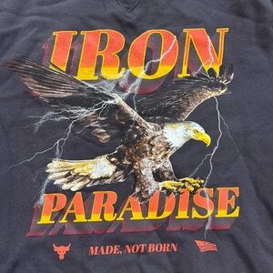 Under Armour Project Rock Short sleeve sweatshirt Men size XL Cut neck Stylized